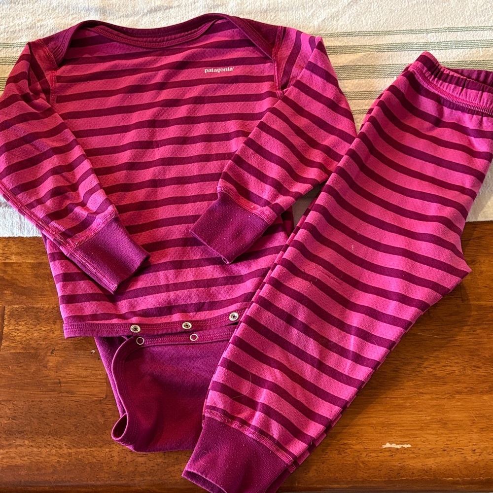 Patagonia Kids Fuchsia and Dark Pink Striped Set